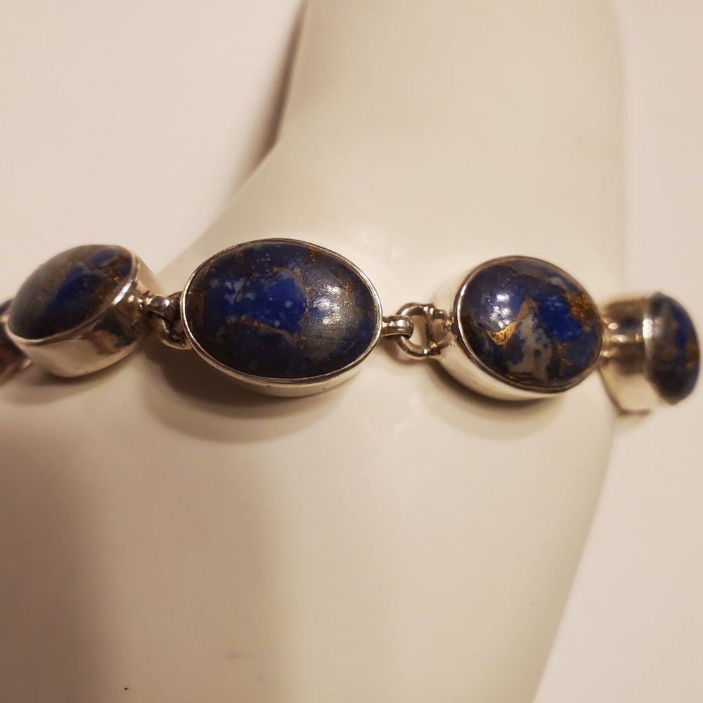 LAPIS LAZULI STERLING SILVER BRACELET - Picture 4 of 10